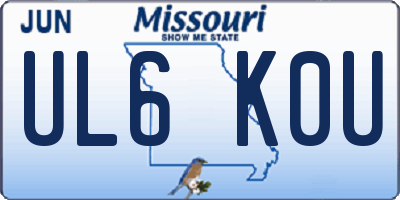 MO license plate UL6K0U