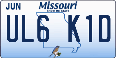 MO license plate UL6K1D