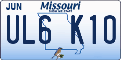 MO license plate UL6K1O