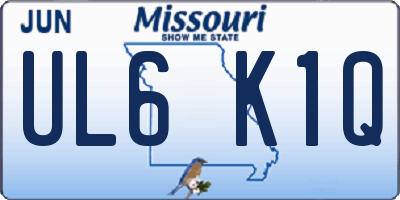 MO license plate UL6K1Q