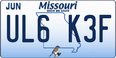 MO license plate UL6K3F