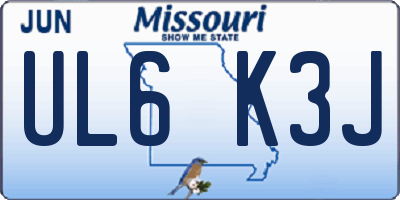 MO license plate UL6K3J