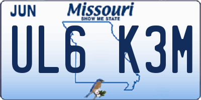 MO license plate UL6K3M