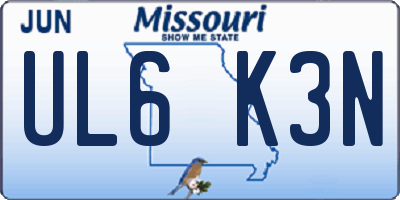 MO license plate UL6K3N