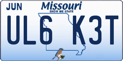 MO license plate UL6K3T