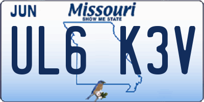 MO license plate UL6K3V