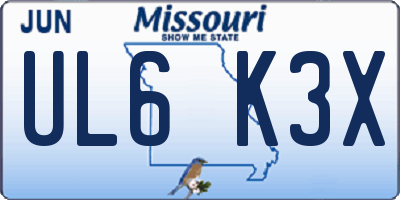 MO license plate UL6K3X