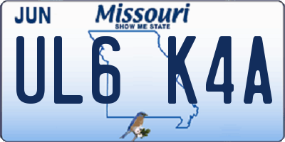 MO license plate UL6K4A