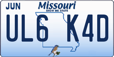 MO license plate UL6K4D