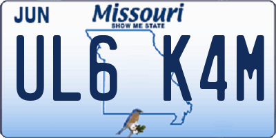 MO license plate UL6K4M