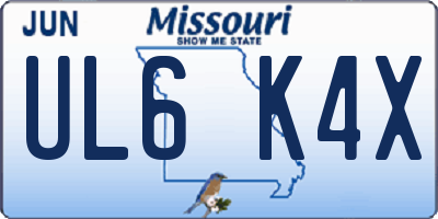 MO license plate UL6K4X
