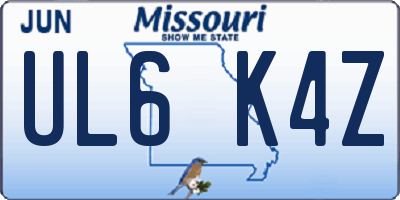 MO license plate UL6K4Z