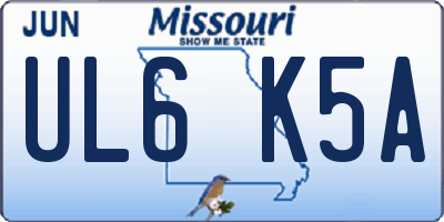 MO license plate UL6K5A