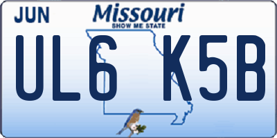 MO license plate UL6K5B