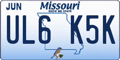 MO license plate UL6K5K