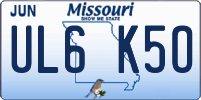 MO license plate UL6K5O