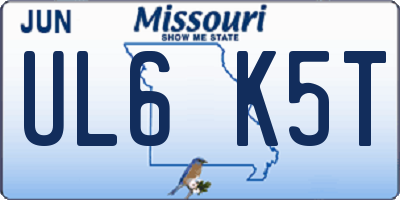 MO license plate UL6K5T