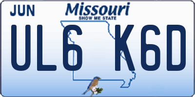 MO license plate UL6K6D