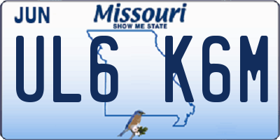 MO license plate UL6K6M