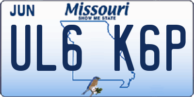 MO license plate UL6K6P