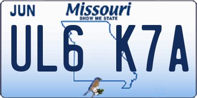 MO license plate UL6K7A
