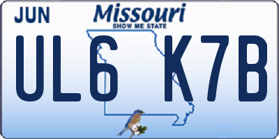 MO license plate UL6K7B