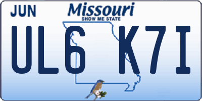MO license plate UL6K7I