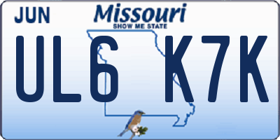 MO license plate UL6K7K