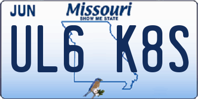 MO license plate UL6K8S