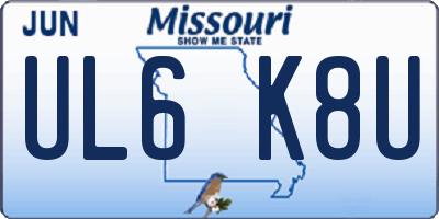 MO license plate UL6K8U