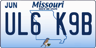 MO license plate UL6K9B