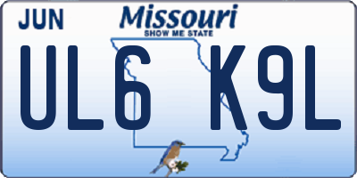 MO license plate UL6K9L
