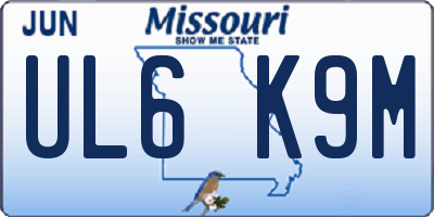 MO license plate UL6K9M