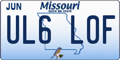 MO license plate UL6L0F