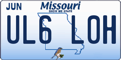 MO license plate UL6L0H