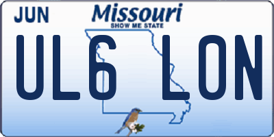 MO license plate UL6L0N