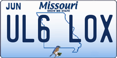MO license plate UL6L0X
