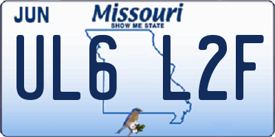 MO license plate UL6L2F