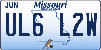MO license plate UL6L2W