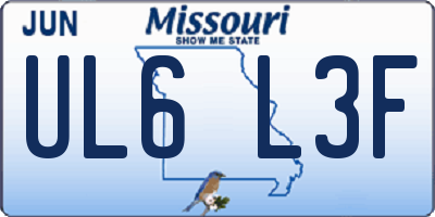 MO license plate UL6L3F