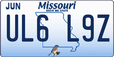 MO license plate UL6L9Z