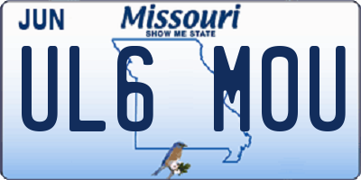 MO license plate UL6M0U