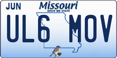 MO license plate UL6M0V