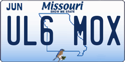MO license plate UL6M0X