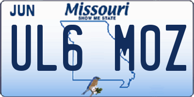 MO license plate UL6M0Z