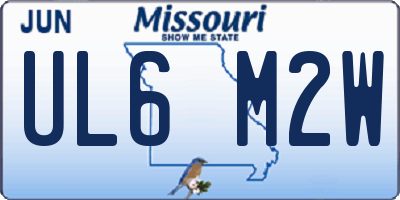 MO license plate UL6M2W