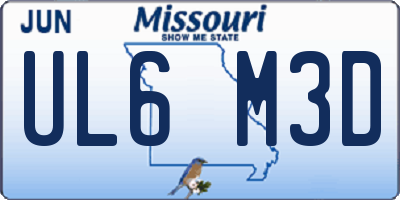 MO license plate UL6M3D