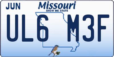 MO license plate UL6M3F