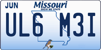 MO license plate UL6M3I
