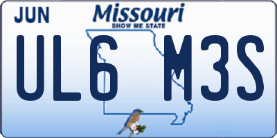 MO license plate UL6M3S
